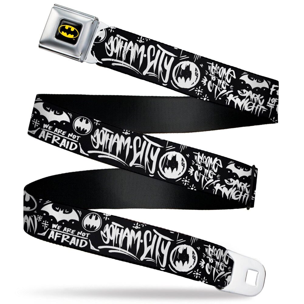 9857 DC Comics Belt, Seatbelt Buckle Belt, Batman Gotham City Graffiti